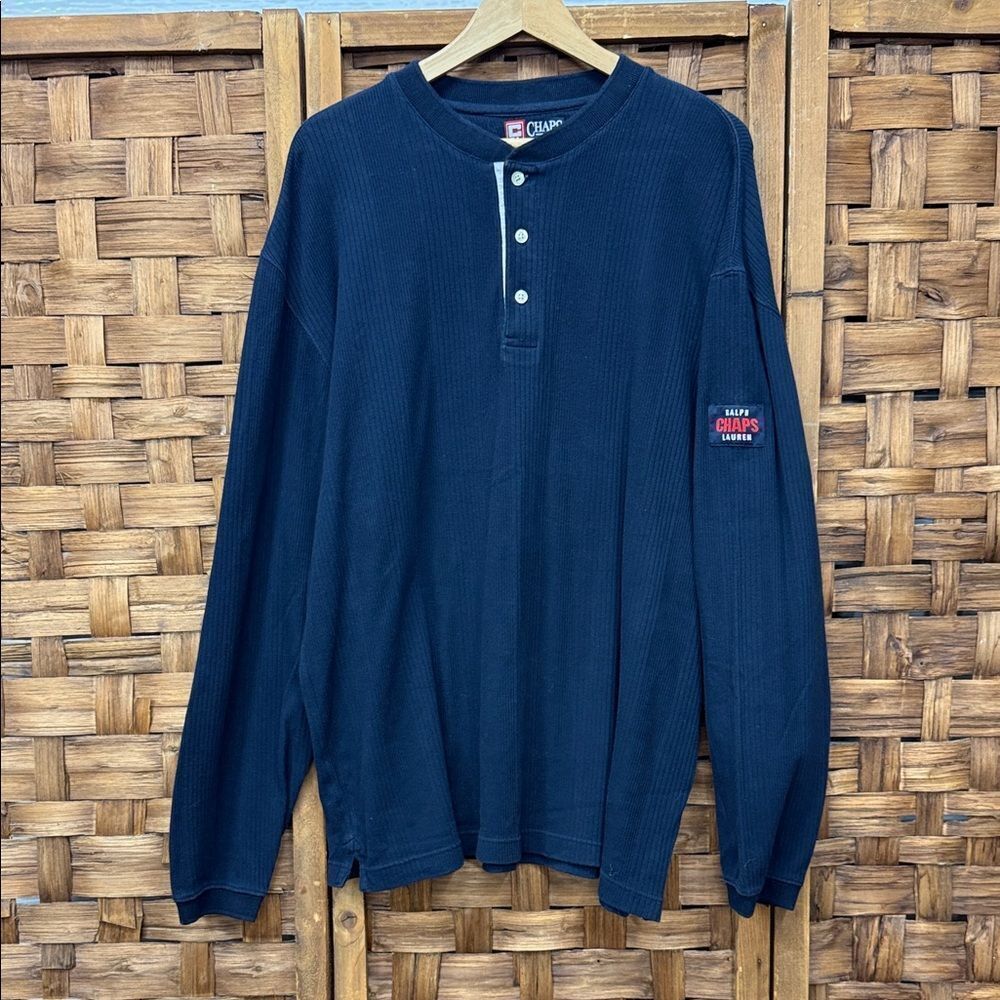 Chaps Navy Long Sleeve Henley Shirt